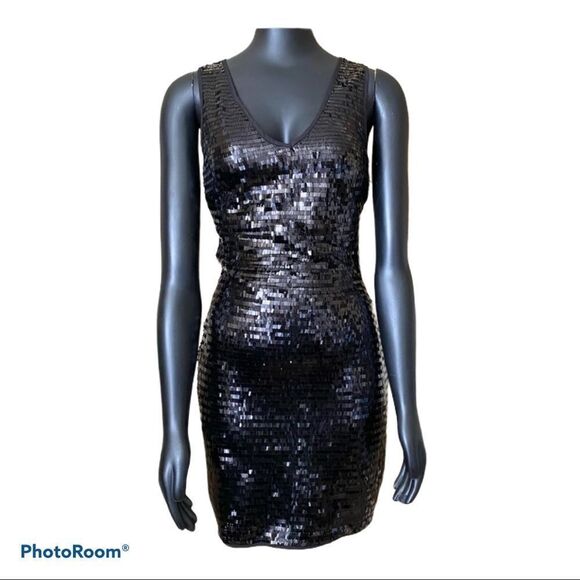 NEW Mango black sequins mini dress . Size 2 - Picture 1 of 11